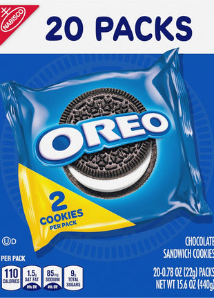 OREO Chocolate Sandwich Cookies, 20 Snack Packs (2 Cookies Per Pack) | Individually Wrapped