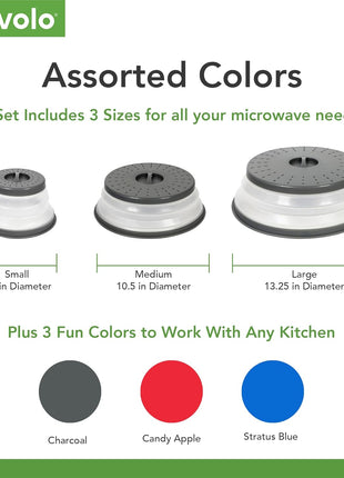 Tovolo Microwave Splatter Cover for Food, Medium (Charcoal)   Collapsible & Vented Silicone Splatter Guard Lid   Microwave Plate & Dish Cover with Handle   BPA Free Kitchen Gadget for Meal Prep