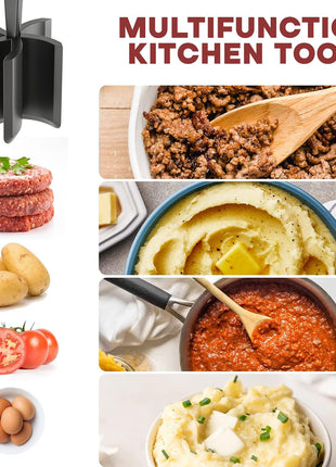 PGYARD Meat Chopper Hamburger Grinder, Kitchen Smasher for Ground Beef | Heat Resistant, 5 Nylon Blade, Burger Grinder Potato Mix Tool, Meat & Poultry Tenderizers, Dishwasher Safe, Black
