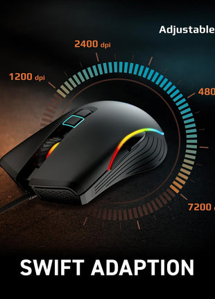msi Forge GM300 Lightweight Gaming USB RGB Adjustable up to 7200 DPI Desktop Laptop Gaming Mouse,Black
