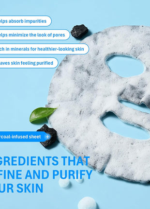 Purederm Charcoal Bubble Face Mask, Deep Cleansing and Purifying for Pore Minimizing and Detox, Korean Skincare for Combination and Oily Skin (10 Pack)