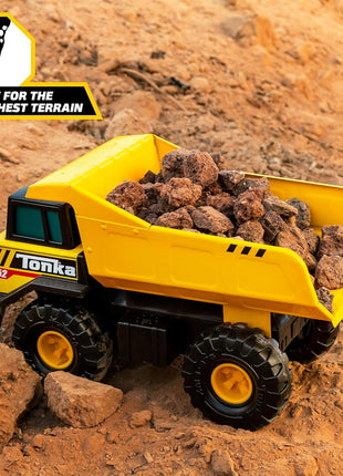 Tonka Steel Classics Mighty Dump Truck - Made with Steel & Sturdy Plastic, Yellow Toy Construction Truck, Boys and Girls, Kids, Toddlers, Ages 3+