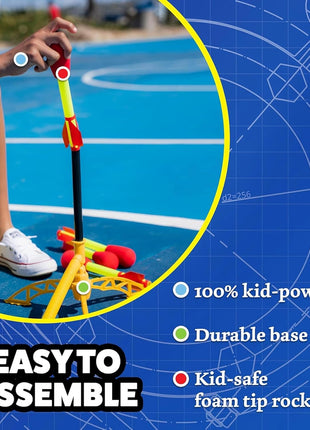 Stomp Rocket Ultra, High-Flying Rocket Launcher for Kids, 4 Rockets | Fun Outdoor Toys for Boys & Girls, Ages 5 & Up - Soft Foam Tipped Blaster Set Soars Up to 200ft - STEM Toys for Outside Play