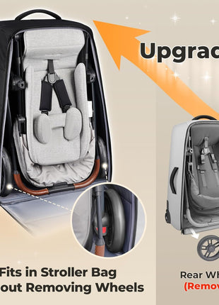 YOREPEK Expandable Padded Stroller Travel Bag for Airplane with Pocket Fits Compact Fold Strollers, for Nuna Trvl Stroller Bag Compatible with UPPAbaby Vista V2/V3 and Cruz V2 (No Wheel Removal Needed