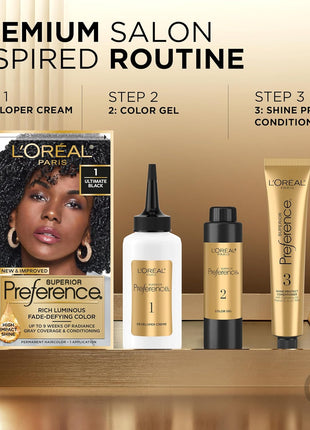 L'Oreal Paris Superior Preference Luminous Fade-Defying Permanent Hair Color, Hair Dye For Up to 9 Weeks of Radiance, Light Amber Brown 6AM, 1 Hair Dye Kit