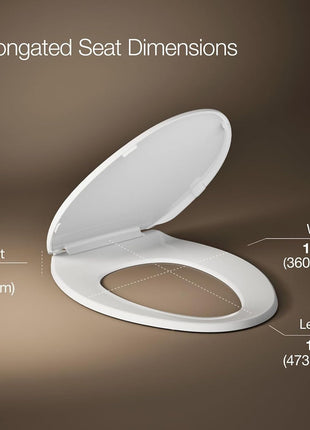KOHLER 20110-0 Brevia, Slow Close Toilet Seat, Elongated Toilet Seat, Grip-Tight Bumpers Quick-Attach Hardware, White