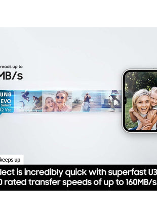 Samsung EVO Select 512GB microSDXC Memory Card + Adapter, Up to 160MB/s | UHS I, C10, U1, V10, A1, microSD for Mobile Phone, Smartphones, Nintendo Switch, and Tablets (MB-ME512SA/AM)