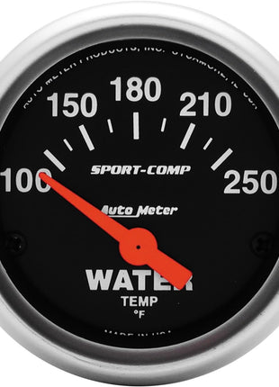 Auto Meter 3337 Sport-Comp Electric Water Temperature Gauge, Regular, 2.3125 in.