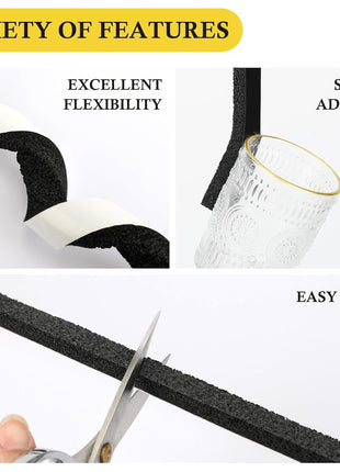 fowong Air Conditioner Window Seal 1 Inch X 1 Inch, Thick AC Weather Stripping High Resilience Foam Sealing Tape Adhesive AC Window Seal Kit 6.5ft Long (6.5ft x 2 Rolls, Black)