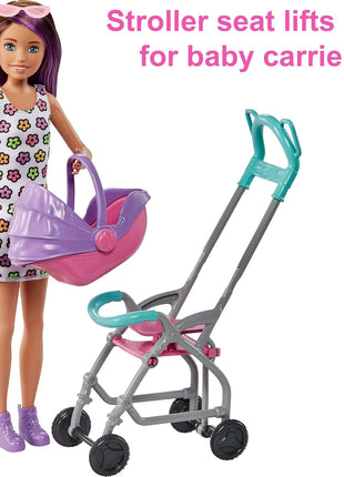 Barbie Skipper Babysitters, Inc. Playset with Skipper Babysitter Doll (Brunette), Stroller, Baby Doll & 5 Accessories, Toy for 3 Year Olds & Up
