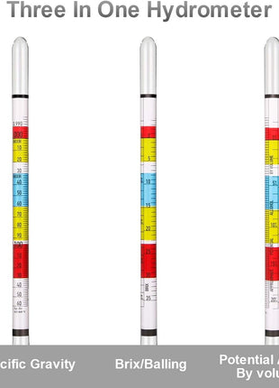 Circrane Hydrometer & Glass Test Jar Set, Triple Scale Alcohol Hydrometer with Glass Cylinder for Brew Beer, Wine, Mead and Kombucha, ABV, Brix and Gravity Test Kit, Home Brewing Supplies