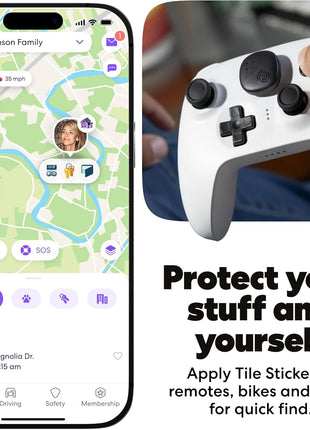Life360 Tile Sticker - Small Bluetooth Tracker, Remote Finder and Item Locator for Bikes, Glasses and More. Both iOS and Android Compatible. Phone Finder. 2-Pack (Black)