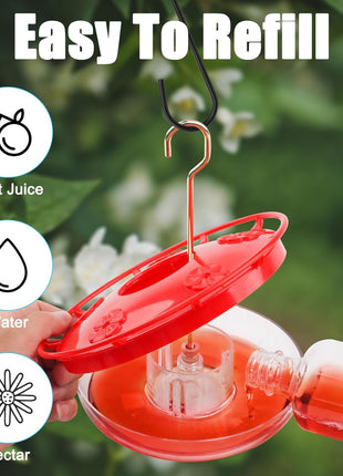 FEED GARDEN Hummingbird Feeders for Outdoors, 2 Pack 16oz Leak-Proof Disc Feeder with Built-in Ant Moat, 5 Feeding Ports, Wide Mouth Easy Clean, BPA-Free Plastic for Garden Patio Backyard