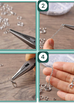 Mr. Pen- Open Jump Rings, Silver, 1014 pcs, 6 Sizes Open Jump Rings for Jewelry Making, Silver Jump Rings and Lobster Clasps