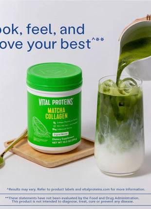 Vital Proteins Matcha Collagen Peptides Powder, 10.5oz | Matcha Green Tea & Collagen Peptides, Supports Hair Skin & Nails, Daily Wellness Support, 21 Servings