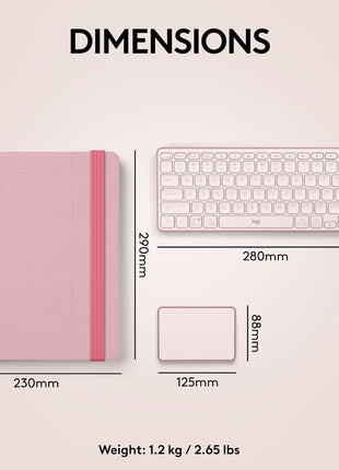 Logitech Casa Pop-Up Desk Work From Home Kit with Laptop Stand, Wireless Keyboard & Touchpad, Bluetooth, USB C Charging, for Laptop/MacBook (10 inch to 17 inch),Windows, macOS, ChromeOS - Bohemian Blush, Pink
