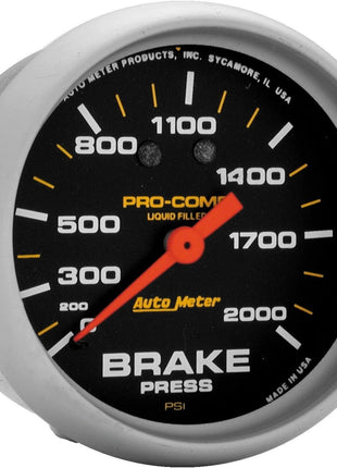 AUTO METER 5426 Pro-Comp 2-5/8 inch Mechanical Brake Pressure Gauge (0-2000 PSI, 66.7mm)