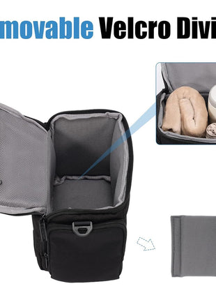 CADeN Compact Camera Shoulder Crossbody Bag Case Compatible for Nikon, Canon, Sony SLR/DSLR Mirrorless Cameras and Lenses Waterproof(1.0 S, Black)