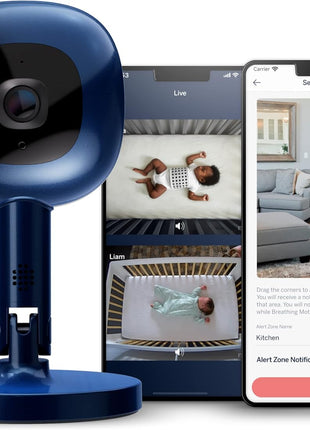 Nanit Pro Smart Baby Monitor & Flex Stand - 1080p Secure Wi-Fi Video Camera, Sensor-Free Sleep & Breathing Motion Tracker, 2-Way Audio, Sound & Motion Alerts, Night Vision, and Breathing Band - Blue