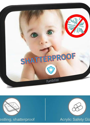 Baby Car Mirror Backseat, Black | Most Stable, Premium Matte Finish, Ultra High Definition PMMA Material, Secure and Shatterproof