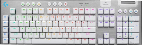 Logitech G915 X Lightspeed Low-Profile Wireless Gaming Keyboard, Double-Shot PBT Keycaps, Fully Programmable Keys, RGB Backlighting, Sleek Aluminum Finishing, GL Brown Tactile Switches-PC/Mac - White