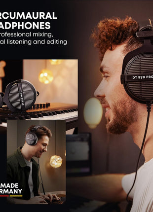beyerdynamic DT 990 Pro 250 ohm Over Ear Studio Headphones For Mixing, Mastering, and Editing