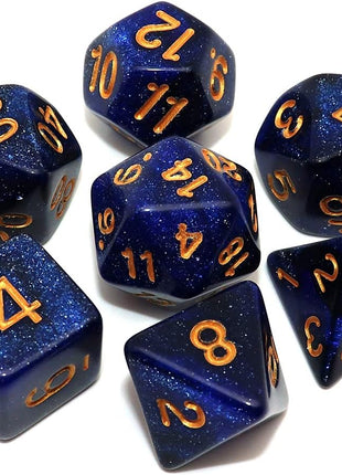 DND Dice Set Dark Blue Mix Black Nebula Dice for Dungeon and Dragons D&D RPG Role Playing Games 7Pcs Polyhedral Dice with Dice Bag