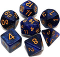 DND Dice Set Dark Blue Mix Black Nebula Dice for Dungeon and Dragons D&D RPG Role Playing Games 7Pcs Polyhedral Dice with Dice Bag
