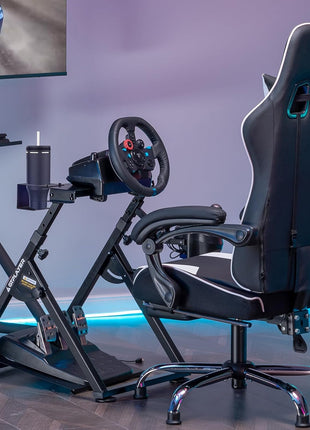 GTPLAYER Sim Racing Wheel Stand Simulator Cockpit Wheel Stand Racing Steering Shifter Mount fit for Logitech G25 G27 G29 G920 G923 Thrustmaster T330TS Gaming Stand Wheel Pedals NOT Included, Black