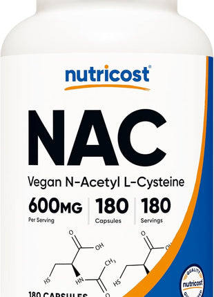 Nutricost N Acetyl L Cysteine (NAC) 600mg, 180 Capsules   Non GMO, Gluten Free