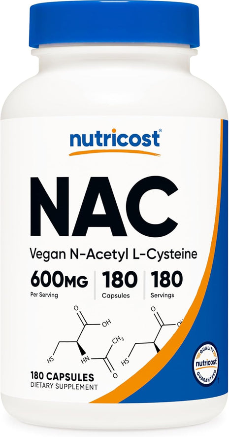 Nutricost N Acetyl L Cysteine (NAC) 600mg, 180 Capsules   Non GMO, Gluten Free