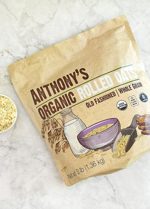 Anthony's Organic Rolled Oats, 3 lb, Gluten Free, Non GMO, Old Fashioned, Whole Grain