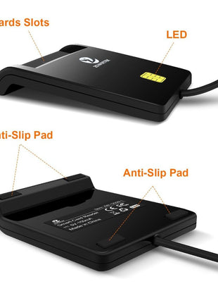 ZOWEETEK CAC Card Reader Military, Smart Card Reader DOD Military USB Common Access CAC, Compatible with Windows, Mac OS and Linux