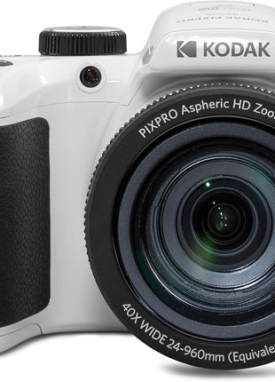KODAK PIXPRO AZ405 20MP Digital Camera, 40x Optical Zoom, AA, OIS, White | 1080p Full HD Video, 24mm Wide Angle Lens, 3 Inch LCD, Bridge Camera, Scene Detection, Travel and Wildlife
