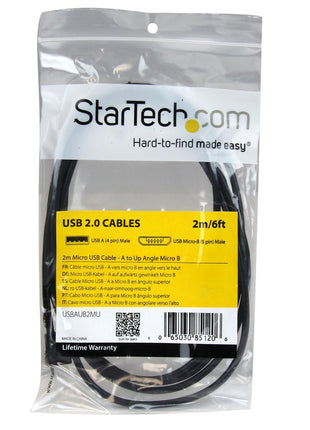 StarTech.com 2m 1 x USB A Male to Micro B Male Micro USB Cable Cord - Black (USBAUB2MU)