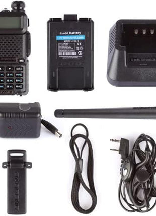 Baofeng UV-5R Two Way Radio Dual Band 144-148/420-450Mhz Walkie Talkie 1800mAh Li-ion Battery(Black)