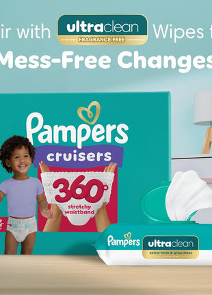Pampers Diapers - Cruisers 360 - Size 5, 128 Count, Babyproof up to 100% Leakproof Pull-On Diaper