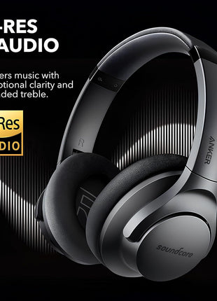 Soundcore Anker Life Q20 Hybrid Active Noise Cancelling Headphones, Wireless Over Ear Bluetooth Headphones, 60H Playtime, Hi-Res Audio, Deep Bass, Foam Ear Cups, Travel, Office, USB-C Charging