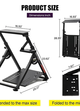GTPLAYER Sim Racing Wheel Stand Simulator Cockpit Wheel Stand Racing Steering Shifter Mount fit for Logitech G25 G27 G29 G920 G923 Thrustmaster T330TS Gaming Stand Wheel Pedals NOT Included, Black