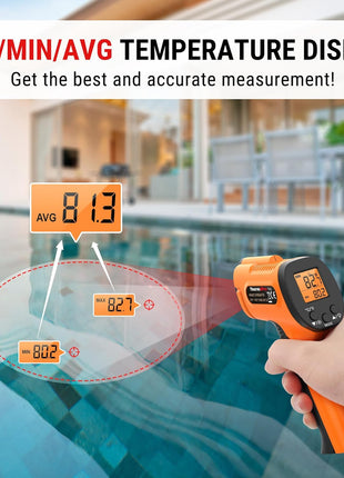 TempPro TP30 Infrared Thermometer Gun, Laser Thermometer for Cooking, Pizza Oven, Griddle, Engine, HVAC, Temperature Gun with Adjustable Emissivity & Max Measure -58°F ~1022°F, Gift for Dad Husband