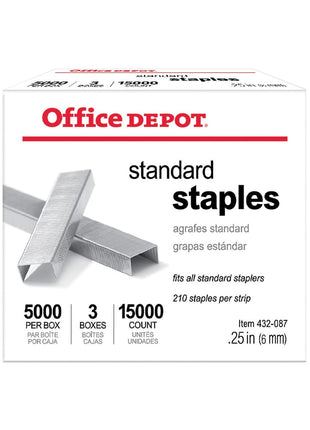 Office Depot Standard Staples, 1/4in., Pack of 3 Boxes, 0