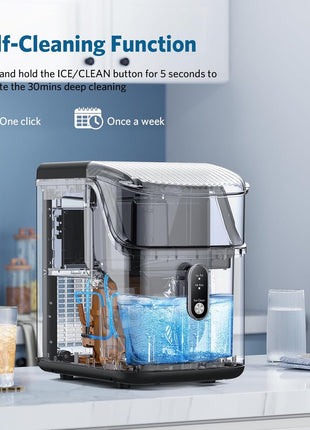 COWSAR Nugget Ice Makers Countertop Soft Chewable Pellet Ice Machine with Auto-Cleaning Function, 34Lbs/24H, Portable Ice Makers for Kitchen, Office, Home,Silver