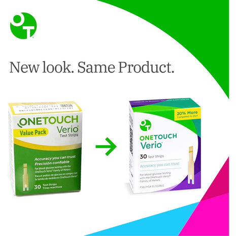 OneTouch Verio Test Strips for Diabetes Value Pack - 90 Count - for Blood Sugar Monitor - Home Self Glucose Testing - 3 Boxes, 30 Strips Per Pack