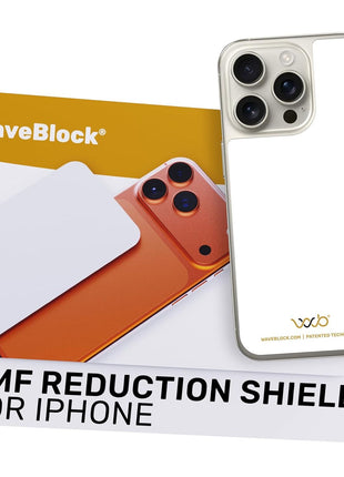 WAVEBLOCK EMF Blocker Sticker for iPhone 16/16 Pro White | FCC Lab-Tested, 5G Shield, Adhesive Sticker, USA Patented, WAVEBLOCK