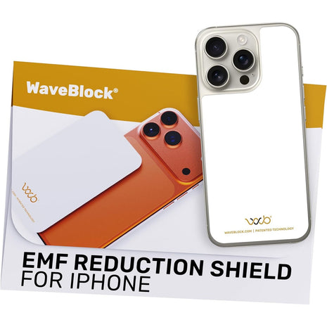 WAVEBLOCK EMF Blocker Sticker for iPhone 16/16 Pro White | FCC Lab-Tested, 5G Shield, Adhesive Sticker, USA Patented, WAVEBLOCK