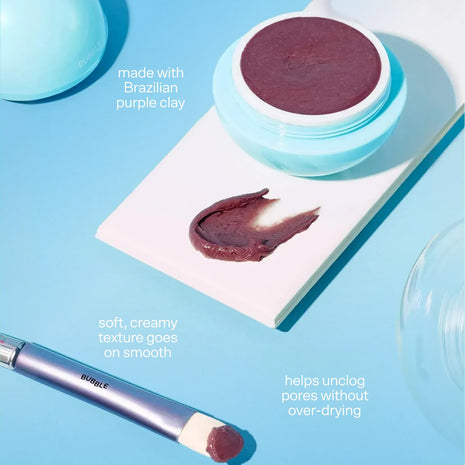 Bubble Skincare Clear & Calm Duo - Come Clean Detoxifying Clay Mask 45 ml, Float On Soothing Face Oil 30 ml, Exfoliating & Barrier-Nourishing Skincare Set