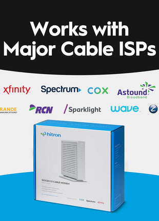 Hitron CODA56 DOCSIS 3.1 Cable Modem ONLY (NOT Fiber) | 2.5 Gbps | NO WiFi/Voice/Router | Single Ethernet Port | Xfinity/Spectrum/Cox Compatible | Requires Separate WiFi Router