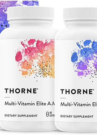 THORNE - Multi-Vitamin Elite AM & PM (180 Capsules) & Amino Complex (Berry, 8 Oz) Bundle - Supports Energy Production & Athletic Performance - Gluten, Dairy & Soy-Free