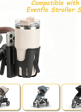 Cup Holder Compatible with UPPAbaby Vista V3 Cruz | 360 Degree Rotatable,Strap Cup Holder with Phone Slot Compatible with Accmor