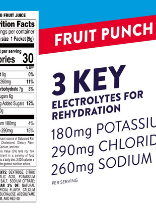 Pedialyte Fast Hydration Electrolyte Powder Packets, Fruit Punch, Hydration Drink, 8 Single-Serving Powder Packets